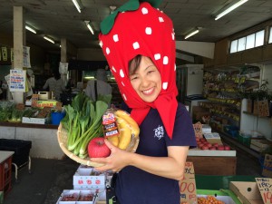 イチゴの被り物